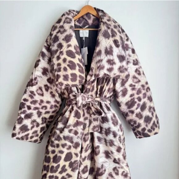 H&M Studio Animal Print Down Filled Long Puffer Coat XL - Picture 6 of 14